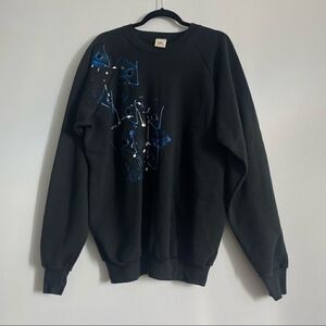 90s Vintage Black & Blue Paint Splatter Oversized Sweatshirt Size XL